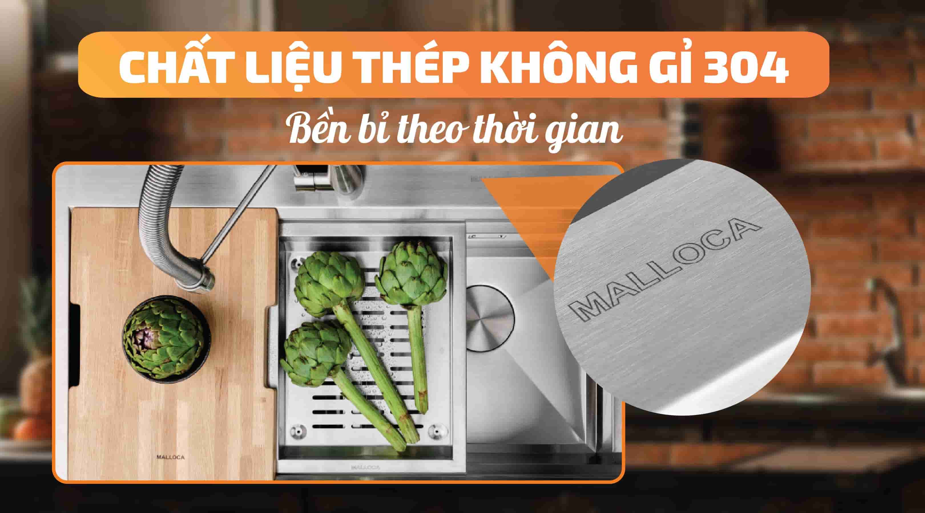 Chậu rửa chén Malloca Slide MS 1162R - Chất liệu thép không gỉ